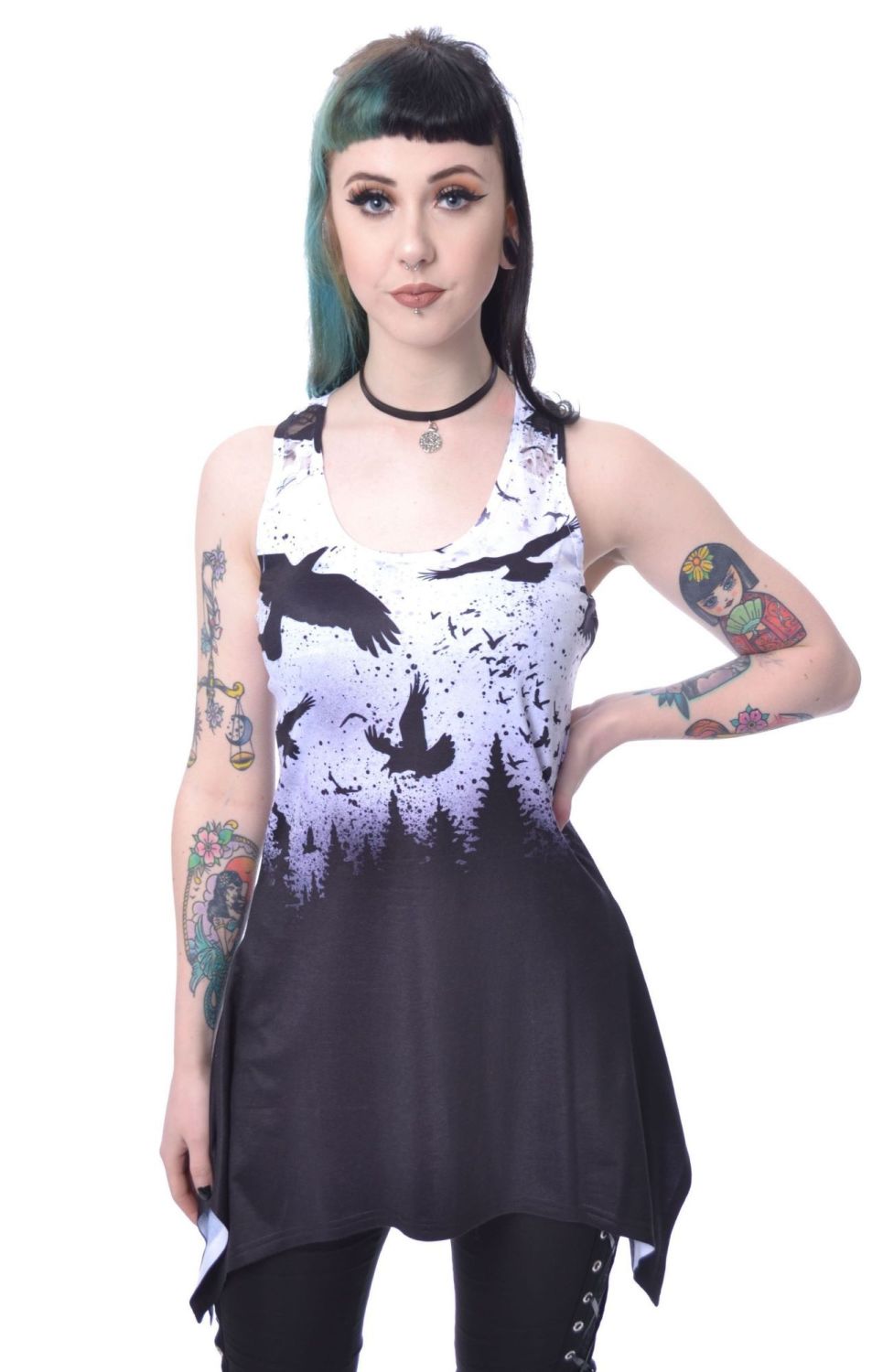Crow night lace panel vest by Vixxsin