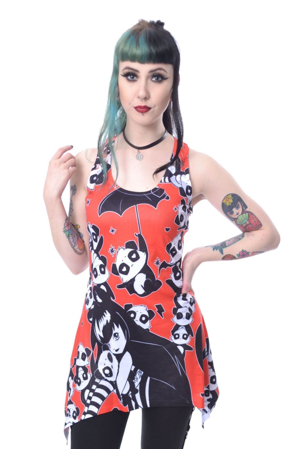 Miss panda lace panel vest by Killer panda