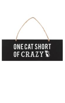 One cat short wooden sign