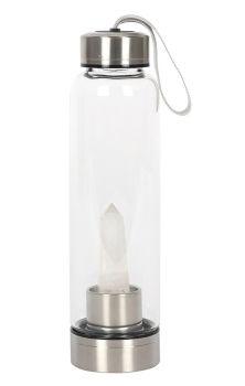 Clear Quartz Energising Glass water bottle 