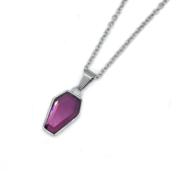 ASTRAL CRYPT PURPLE COFFIN NECKLACE  RRP £38.99