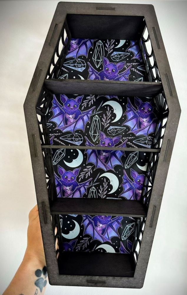 Crystal Bat Coffin Shaped Shelf