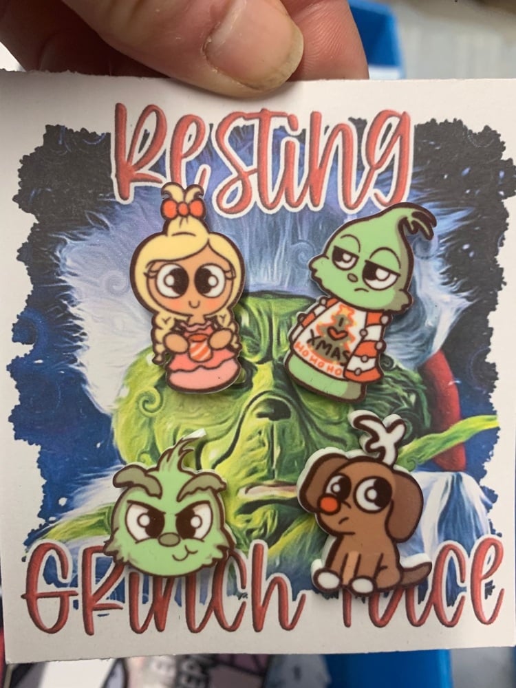 Resting Grinch Face set of 4 pin badges