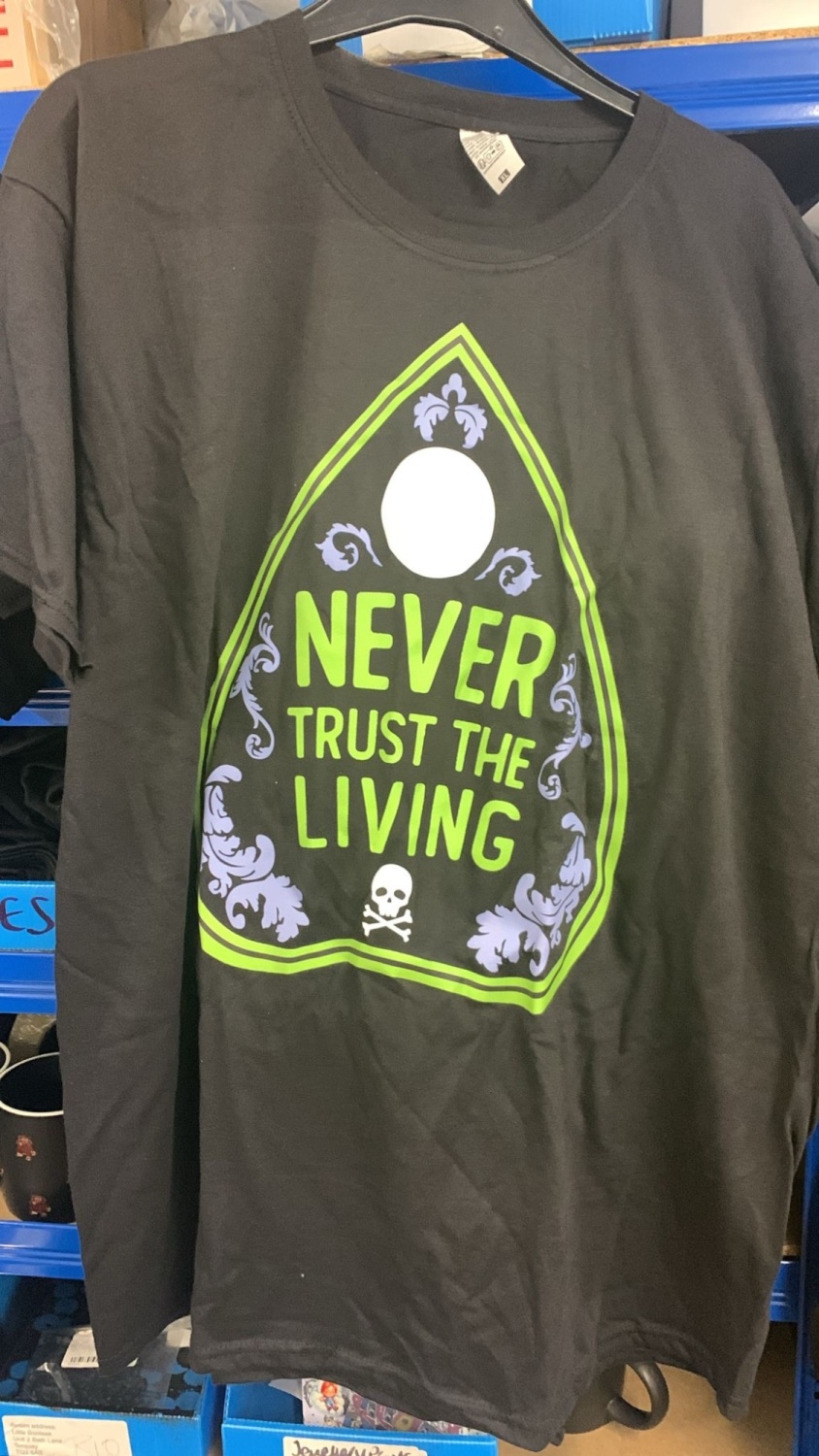 Never Trust The Living T Shirt (damaged - see images) size XL/18-20