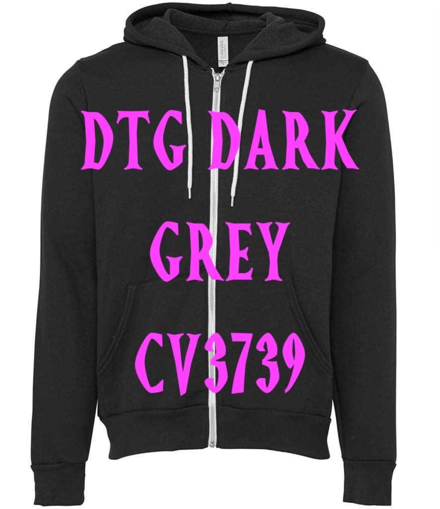 DTG DARK GREY ZIP UP HOODIE CV3739 - HALLOWEEN HANGOVER