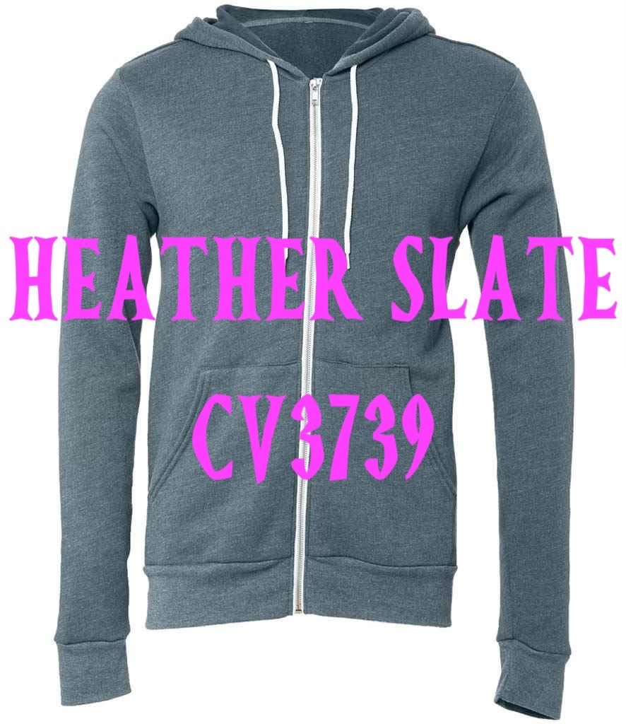 HEATHER SLATE ZIP UP HOODIE CV3739 - HALLOWEEN HANGOVER