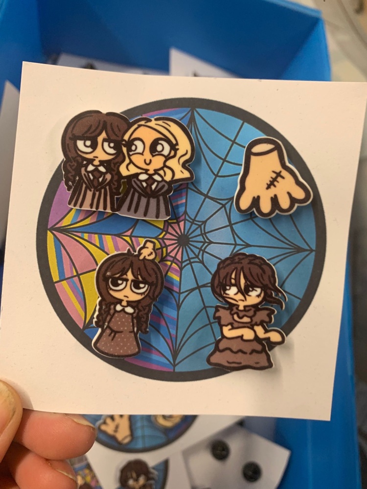 Wednesday set of 4 pin badges RRP £9.99