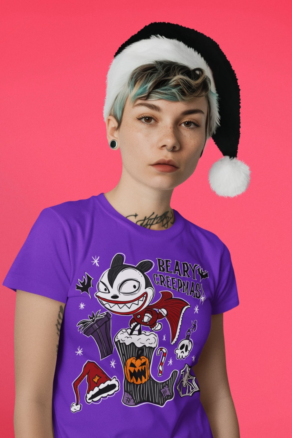 Beary Christmas SK121 Purple t shirt