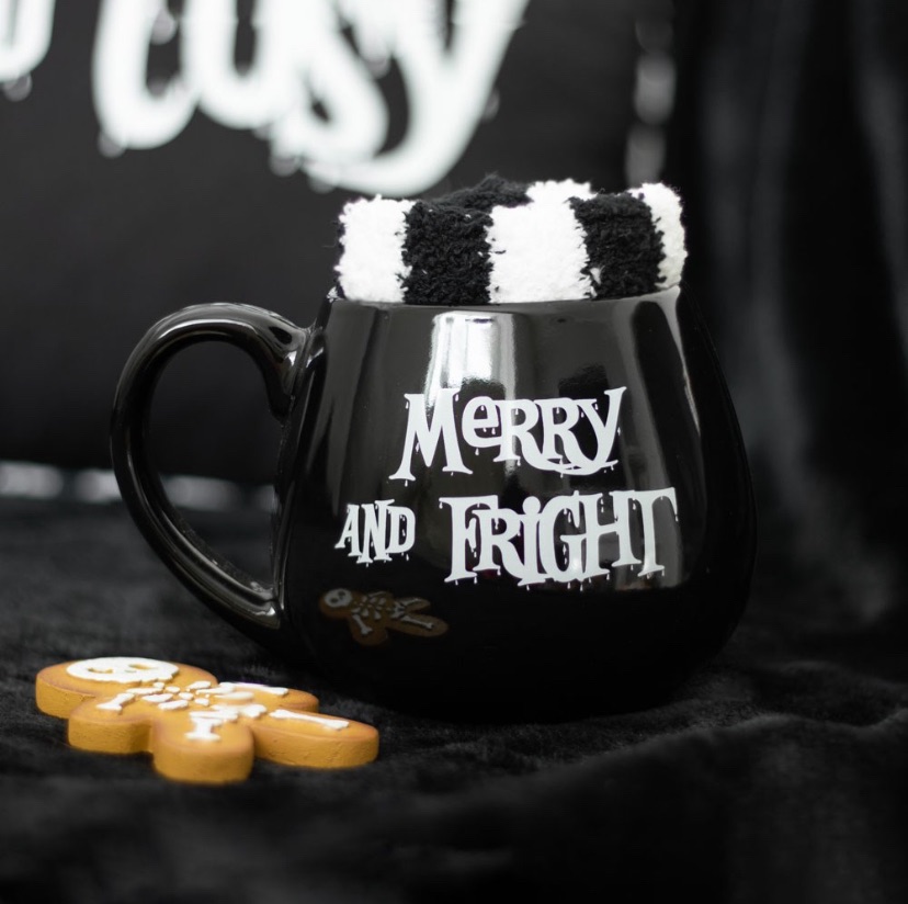 MERRY AND FRIGHT MUG AND SOCKS SET RRP &pound;14.99