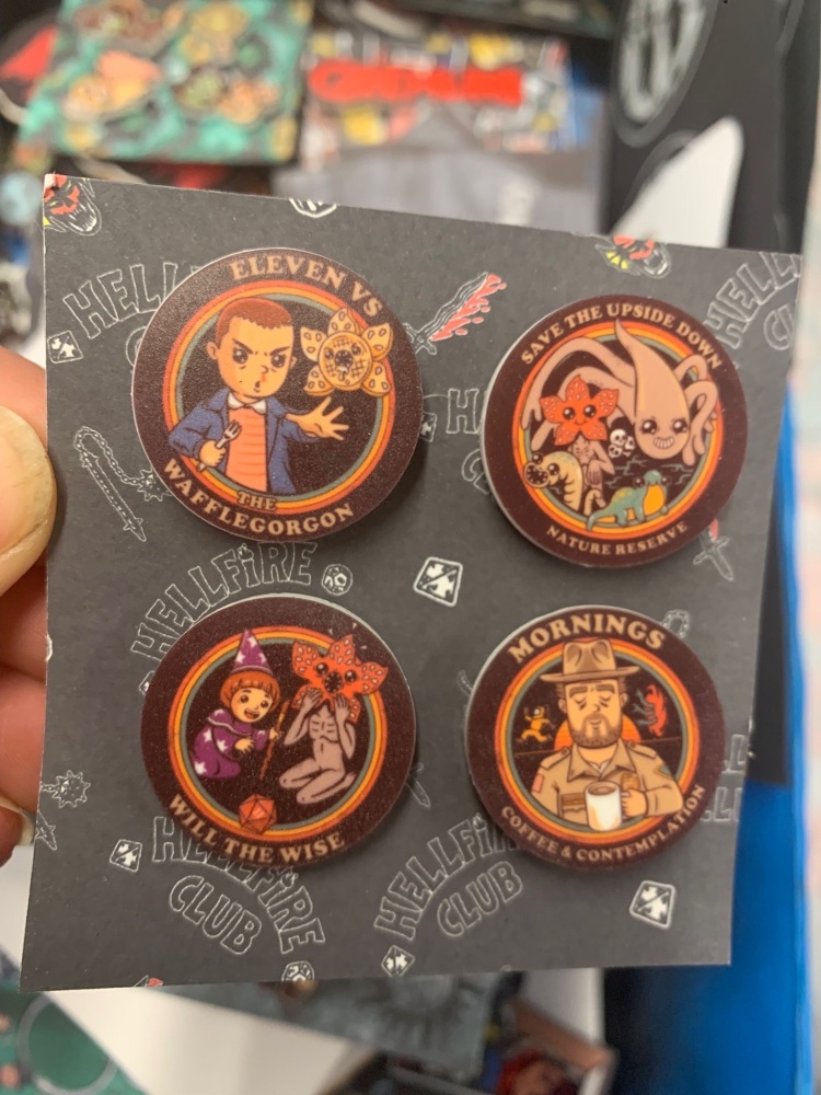 Season One Stranger Things set of 4 pin badges RRP &pound;9.99