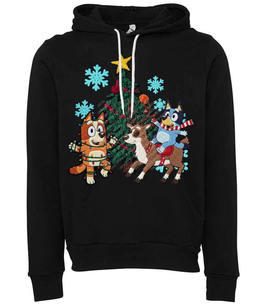 BLUEY CHRISTMAS BLACK PULLOVER HOODIE CV3719