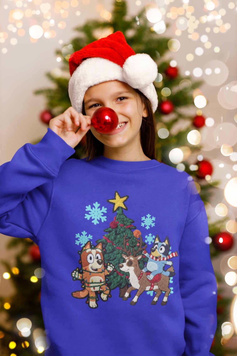 Bluey Christmas Royal Blue Kids Hoodie