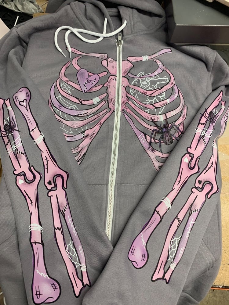 Valentines Ribcage zip hoodie asphalt RRP &pound;39.99