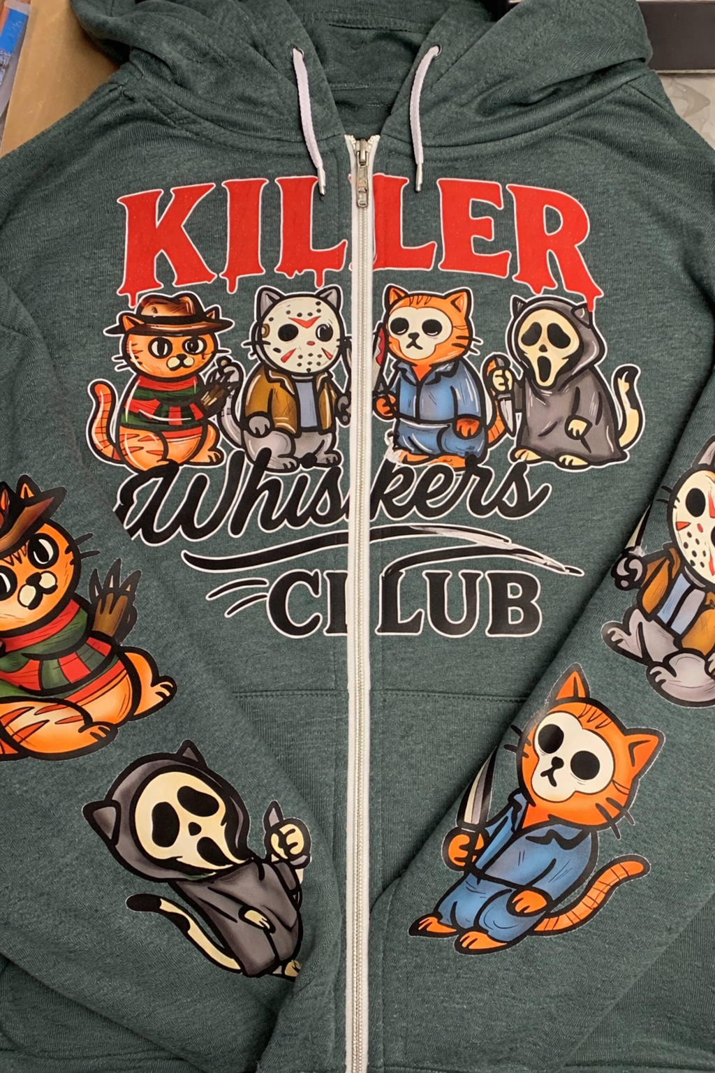 Killer Whiskers zip hoodie Heather Forest RRP £39.99