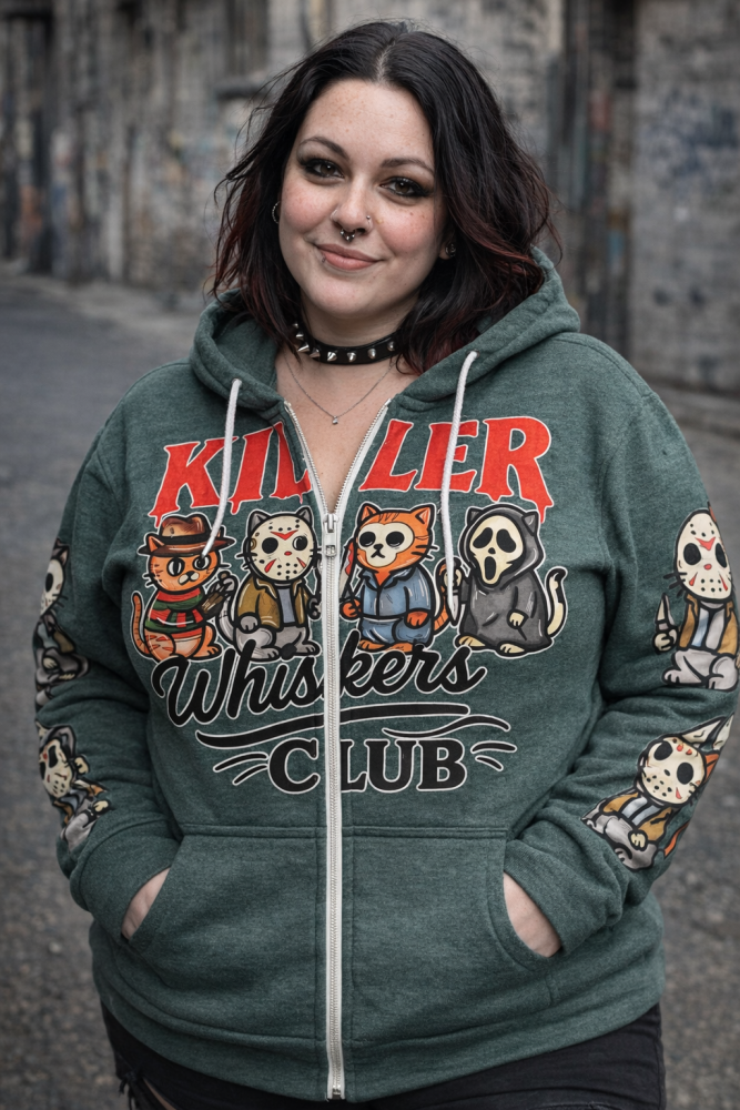 Killer Whiskers zip hoodie Heather Forest RRP &pound;39.99