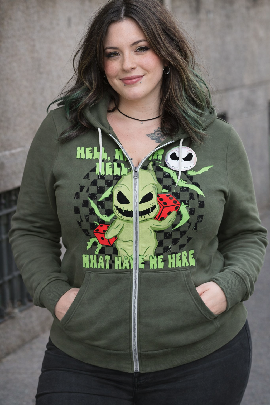 Well Well Well Zip hoodie Military Green RRP £39.99