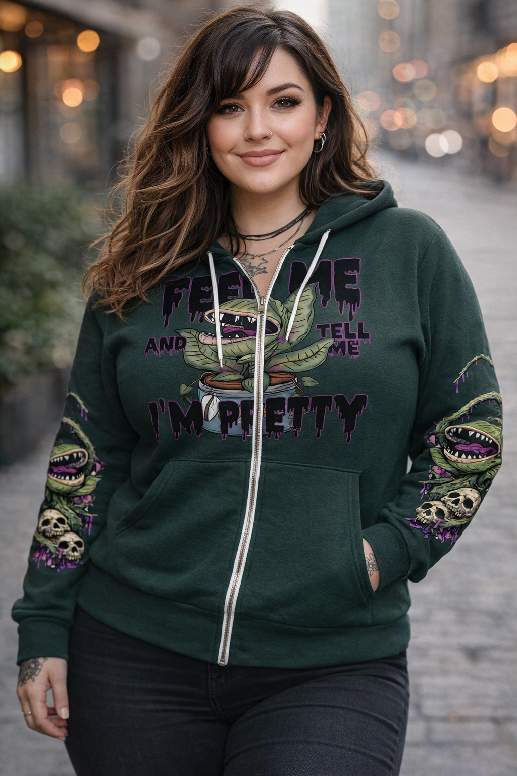 Feed Me zip hoodie Forest Green RRP £39.99