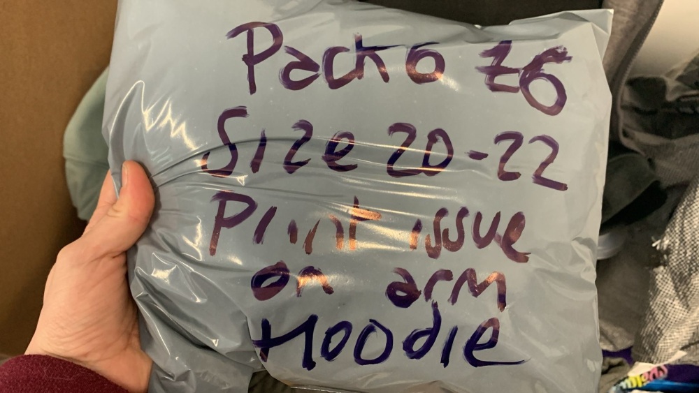 Mystery Pack 6 size 20-22 hoodie (print issue on arm)