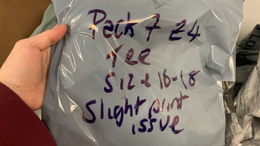 Mystery Pack 7 size 16-18 tee (slight print issue)