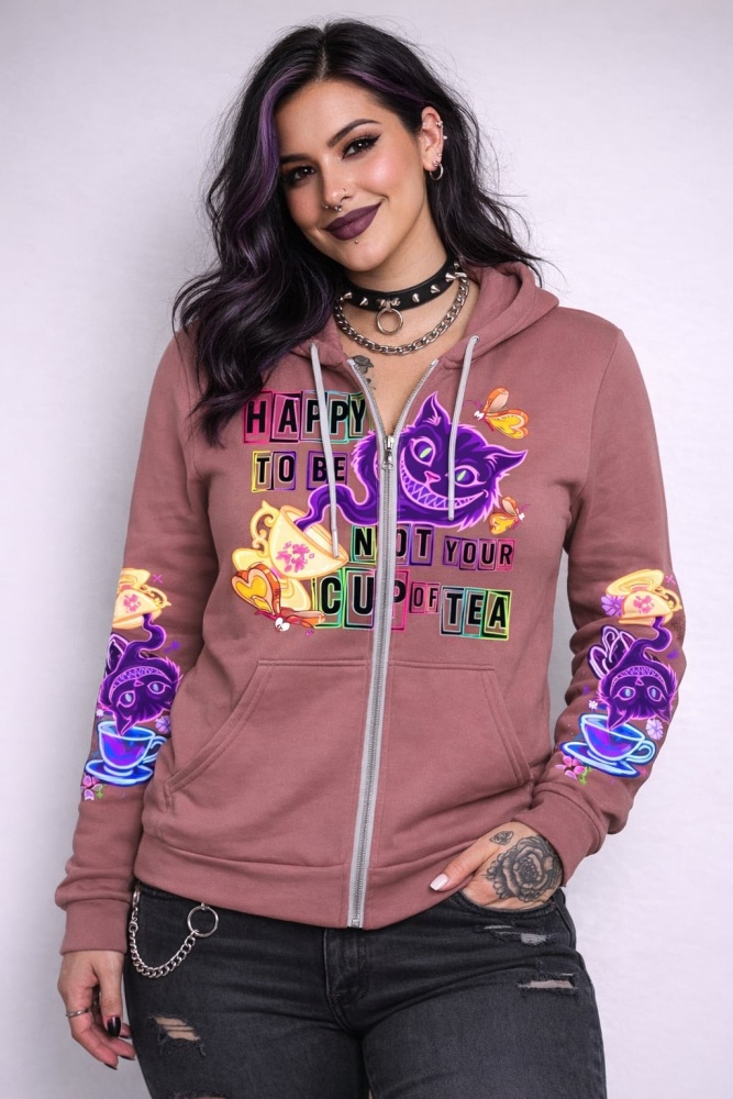 Not Your Cup Of Tea mauve zip hood BE106MAUV