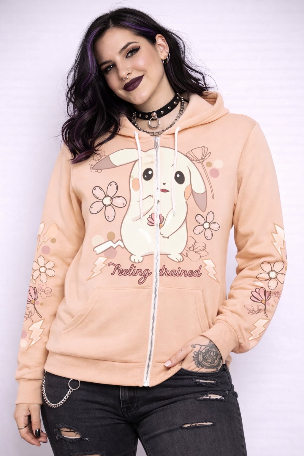 Peakychu peach zip hoodie BE106PEAC