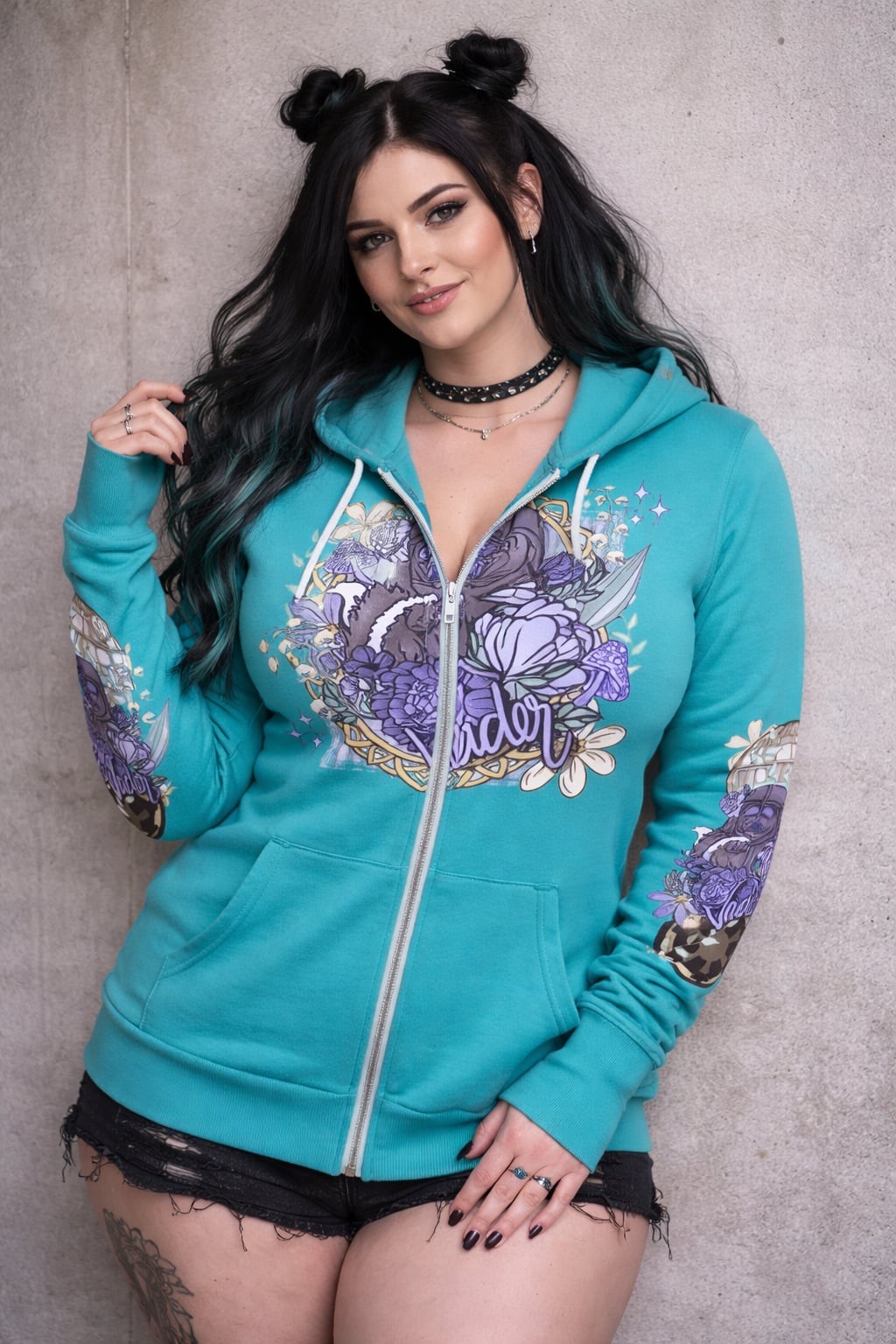 Vader teal zip hood BE106TEAL
