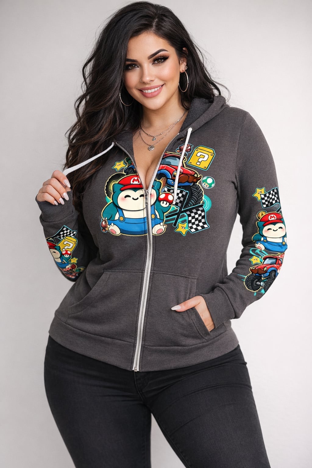 Snorlax Mario asphalt zip hood BE105ASPH