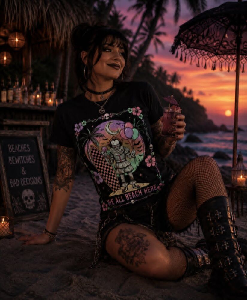WE ALL BEACH HERE BLACK