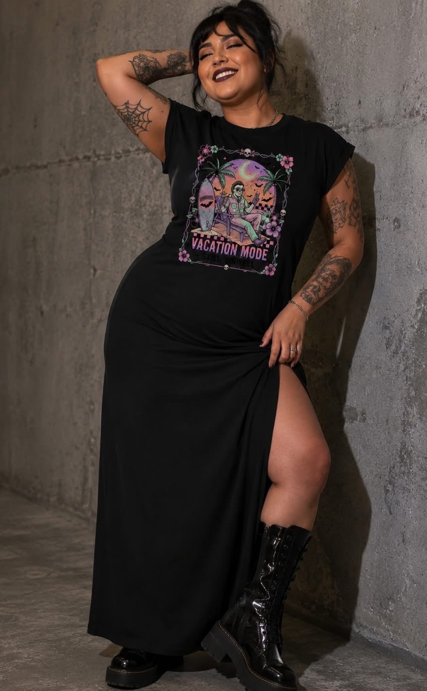 BY302 Maxi Dress Black (request any print).