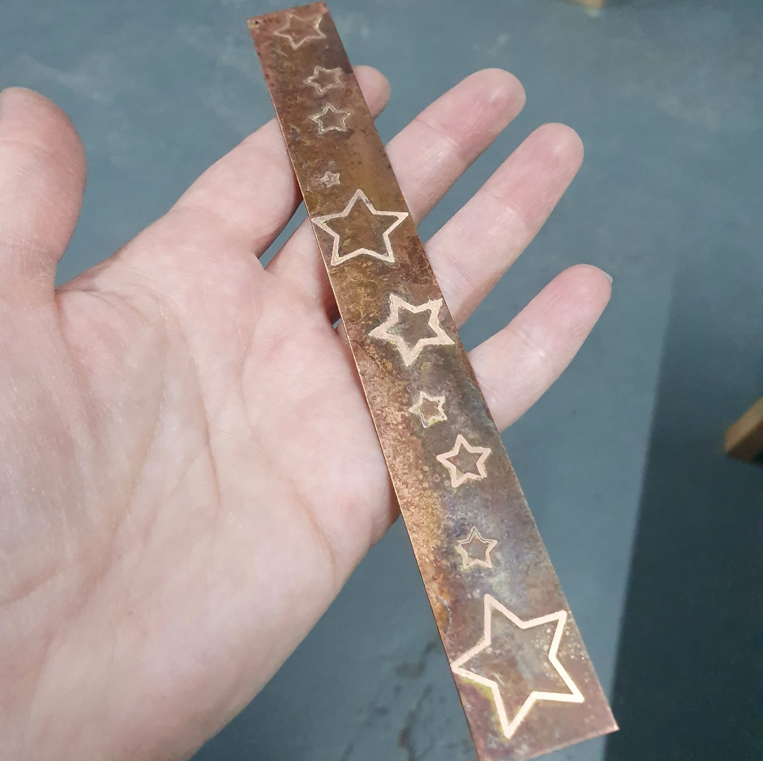 Etched copper cuff blank