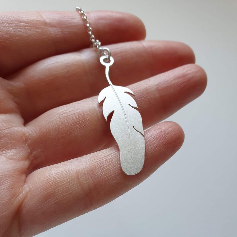 Handmade Silver Feather Necklace