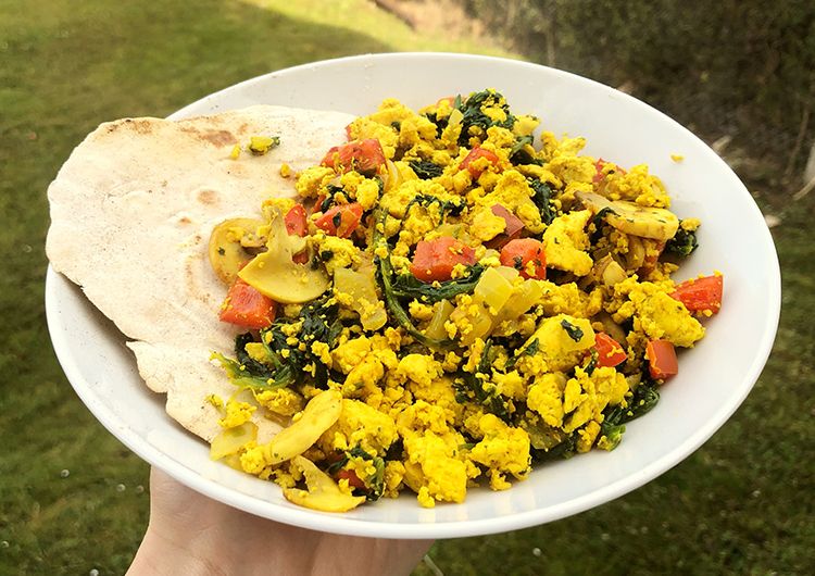 Tofu Scramble on top of chapati