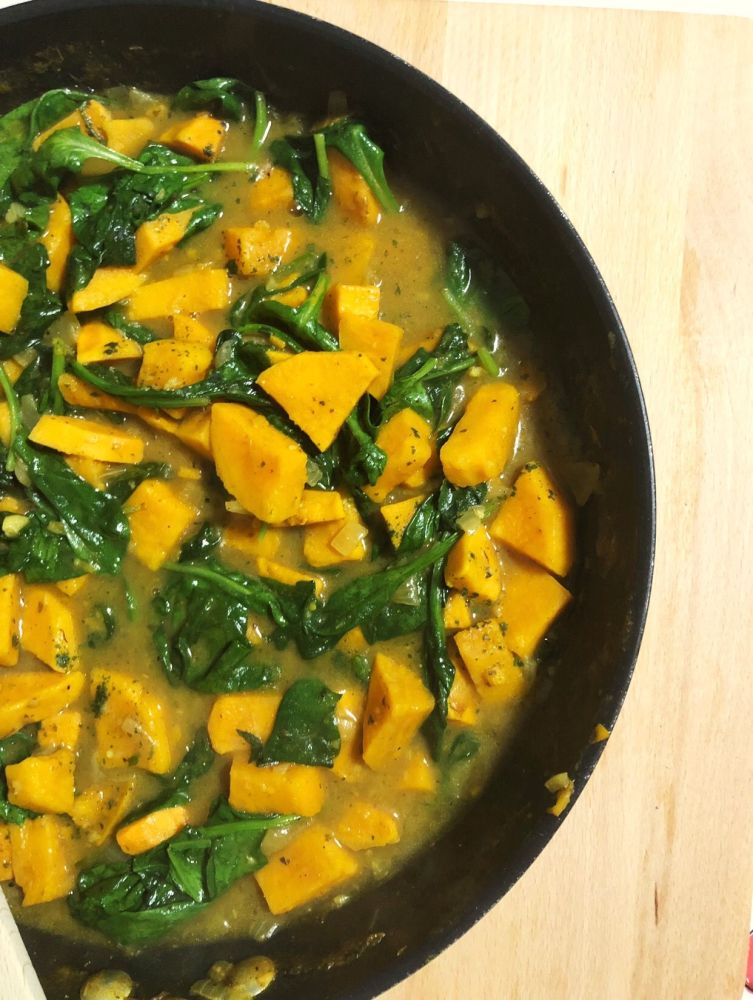 Sweet potato and spinach curry