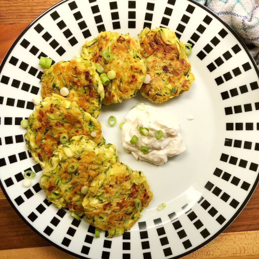 Courgette Fritters on plate