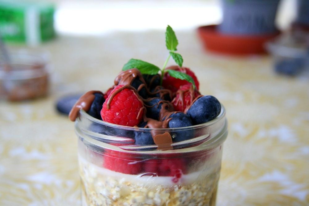 overnight oats berries close up