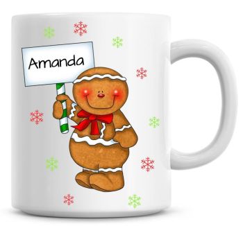 Personalised Named Merry Christmas Gingerbread Man Coffee Mug