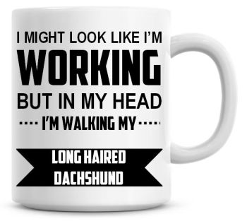 I Might Look Like I'm Working But In My Head I'm Walking My Long Haired Dachshund Coffee Mug