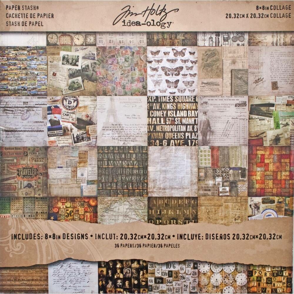 Tim Holtz idea-ology 8x8 paper pad : Collage : TH93054