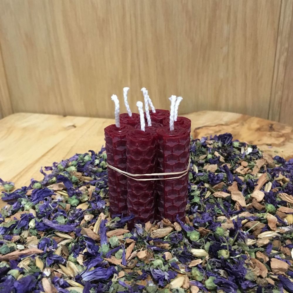 Burgundy Beeswax Mini Spell Candle