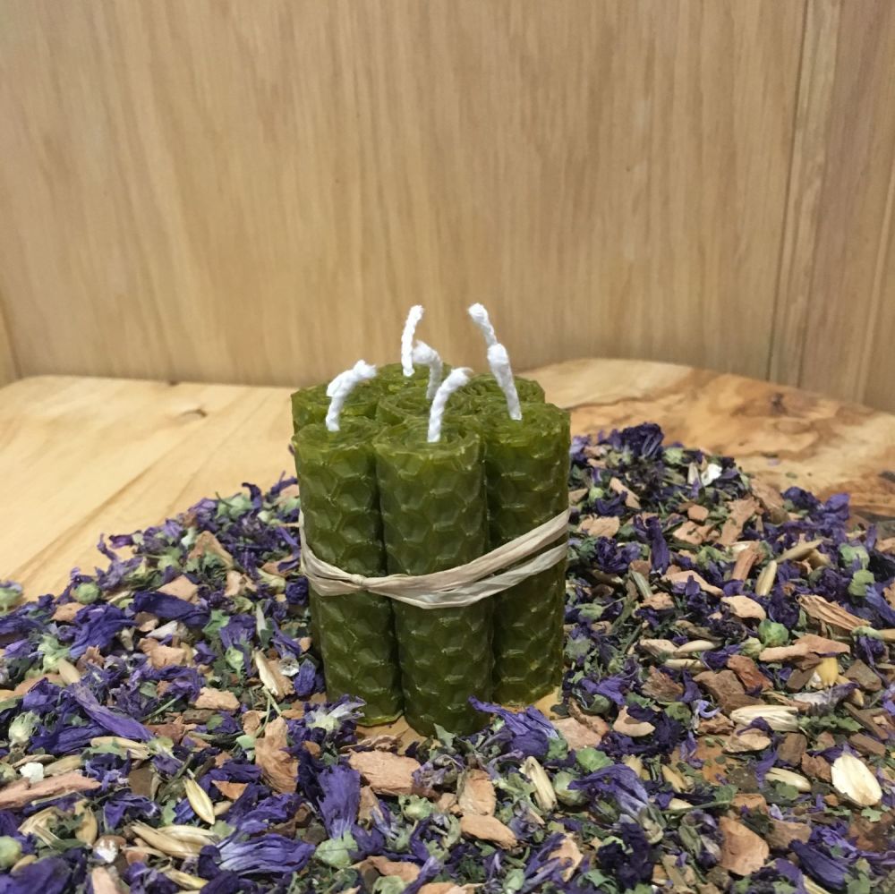 Olive Green Beeswax Mini Spell Candle