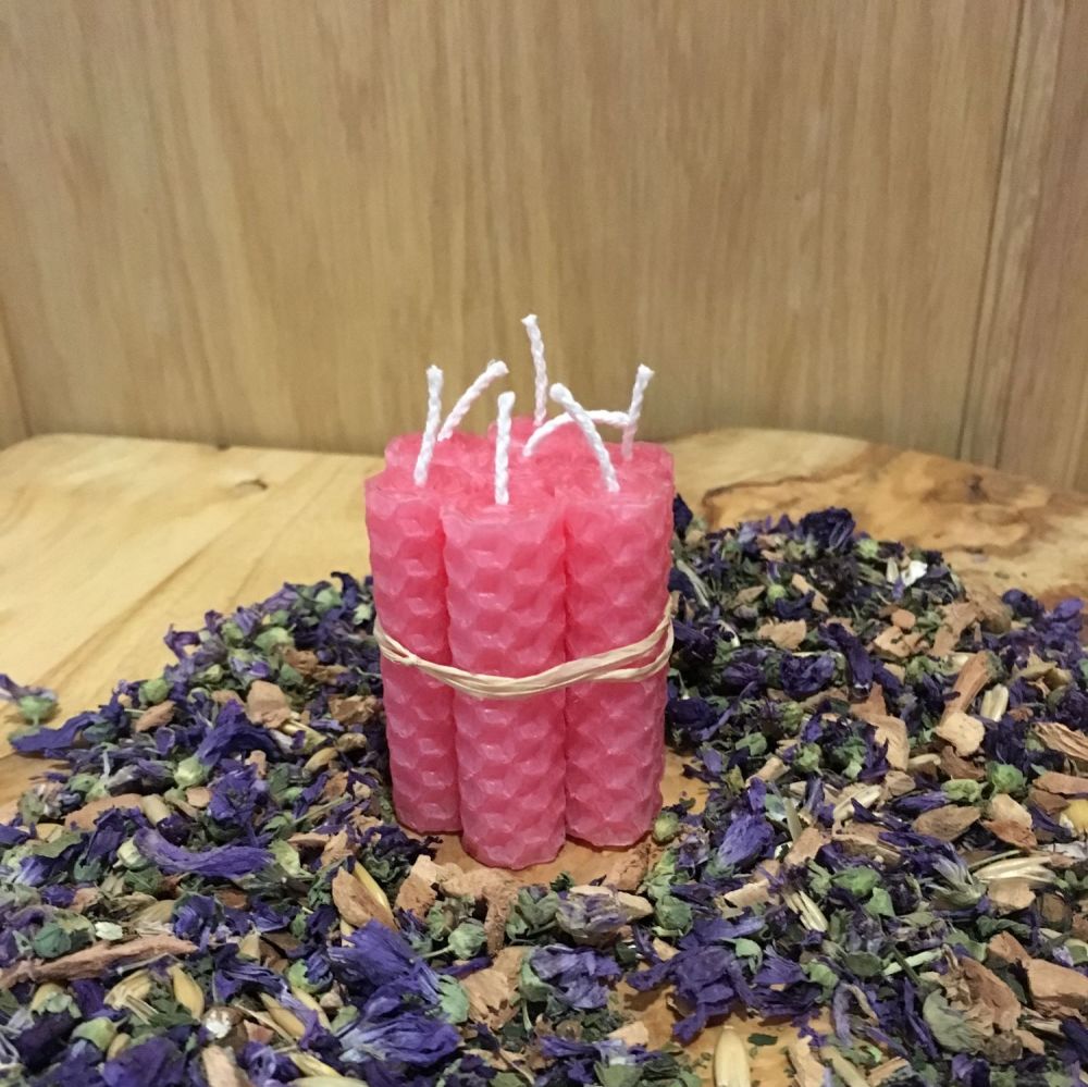 Rose Pink Beeswax Mini Spell Candle
