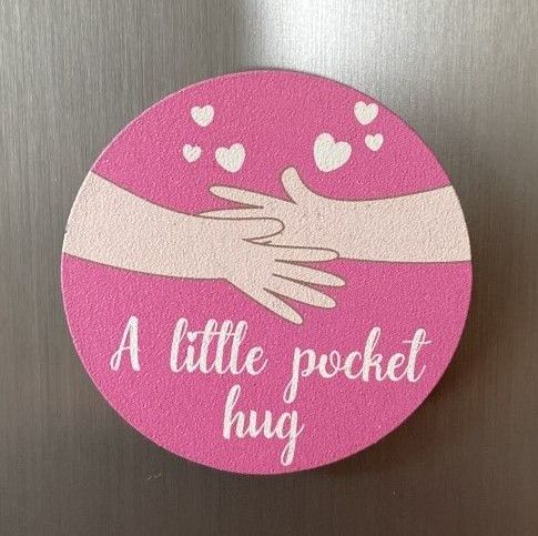 Pocket hug token to let someone know you are thinking of them - open rose w