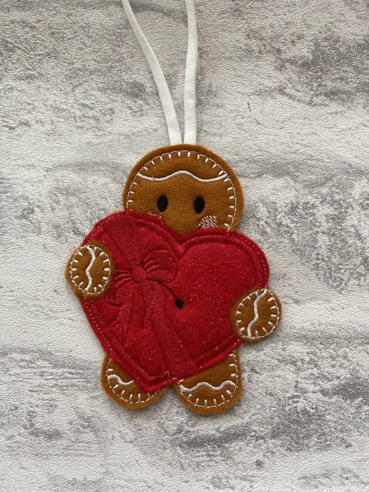Gingerbread Valentine | thank you | Thinking of you | holding a box of hear