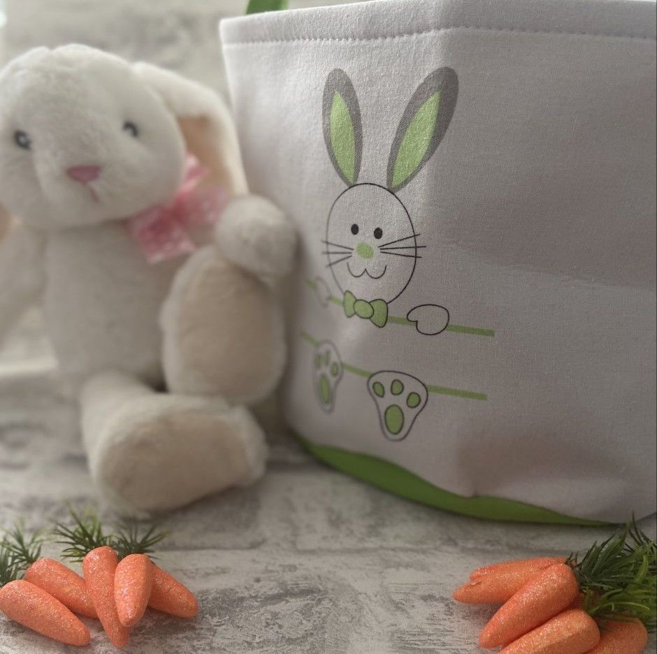 Easter Egg Hunt Bucket Jute Bags in Blue or Pink or Green *Very Limited Sto