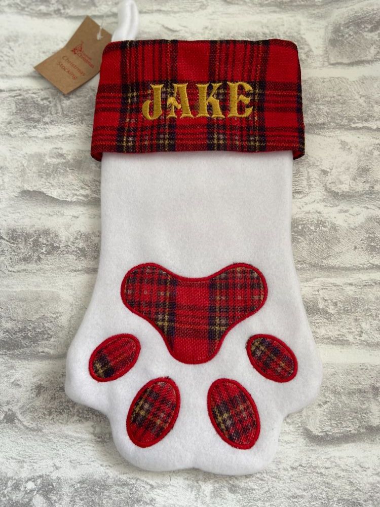 Tartan Paw print Christmas stockings