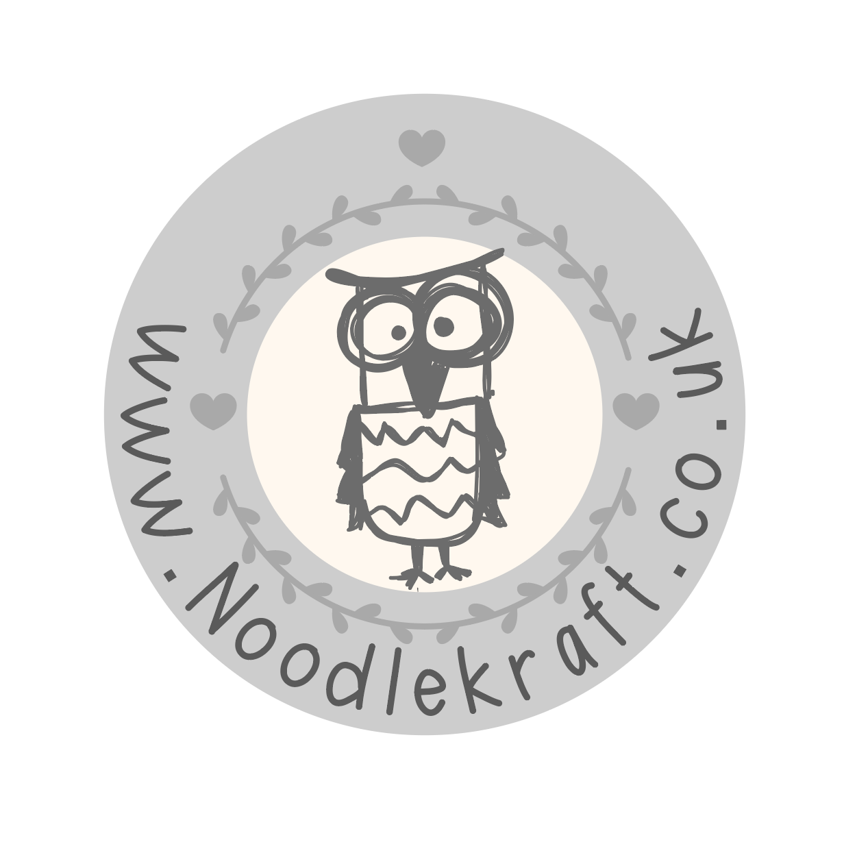 Noodlekraft logo with a picture of an hand drawn sketch owl in the middle of a circle and writing around the outside of the own that says www.noodlekraft.co.uk 