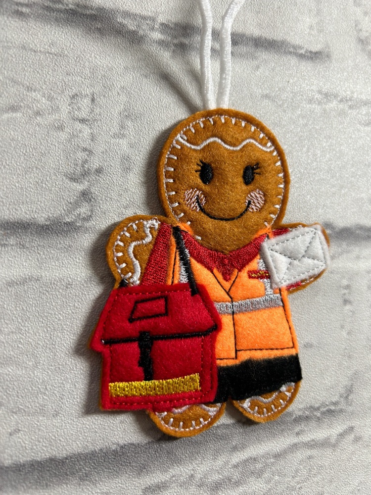 Postie | postman | post woman | post lady | gingerbread hanging gift