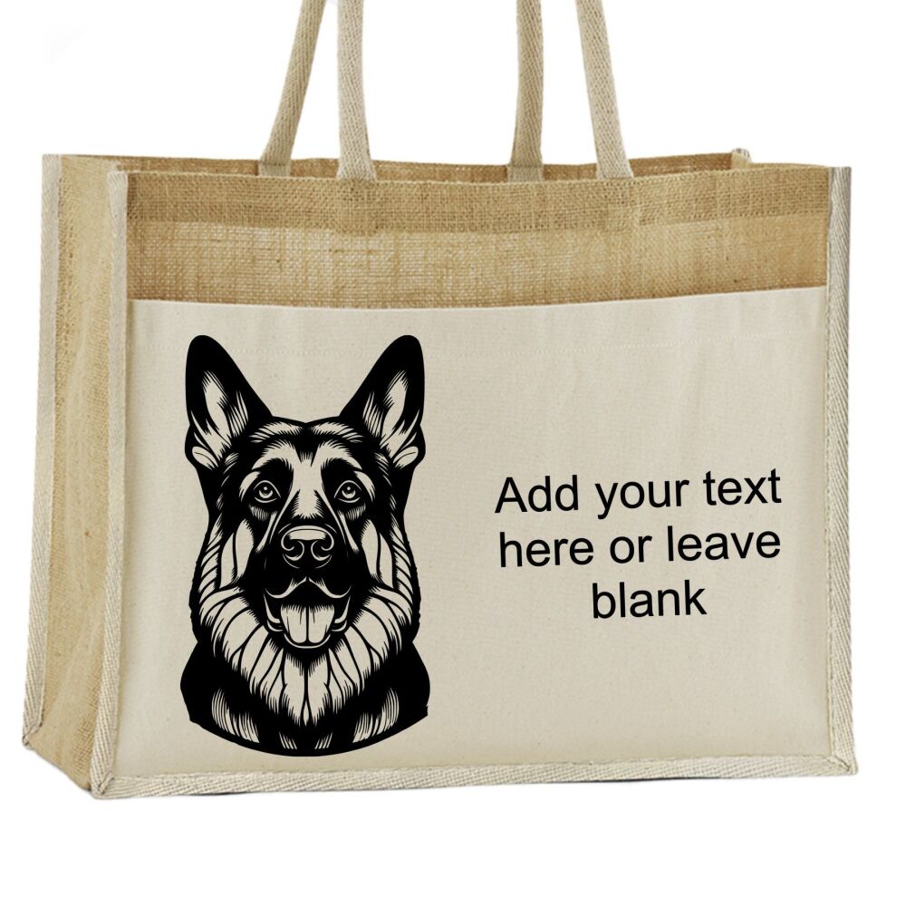 Dog breed hessian and canvas bag