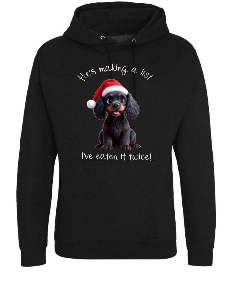Christmas Jumper for cocker spaniel owners 'He's making a list....I've eaten it twice!"