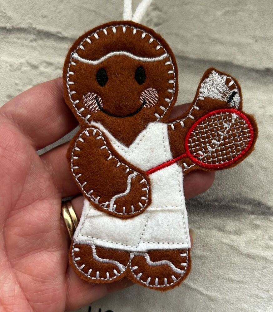 Badminton player gingerbread hanging gift FREE POSTAGE